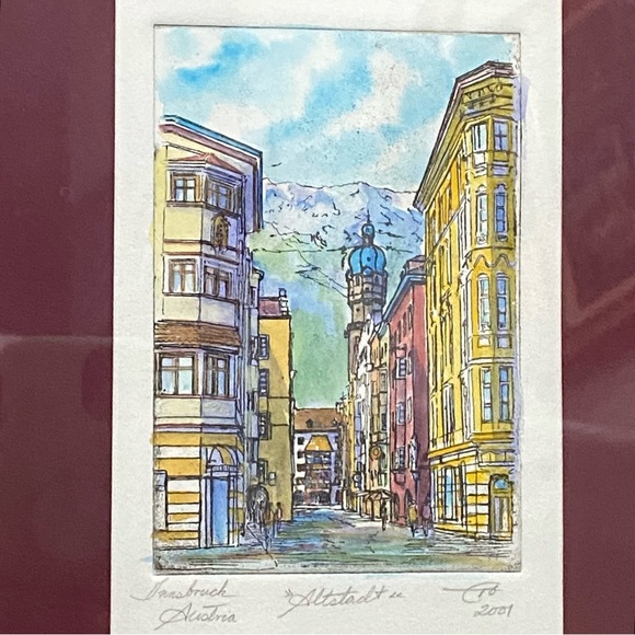 2 Watercolor Painting Framed Artwork Innsbruck Austria & St. Paul’s Cathedral - Picture 16 of 16